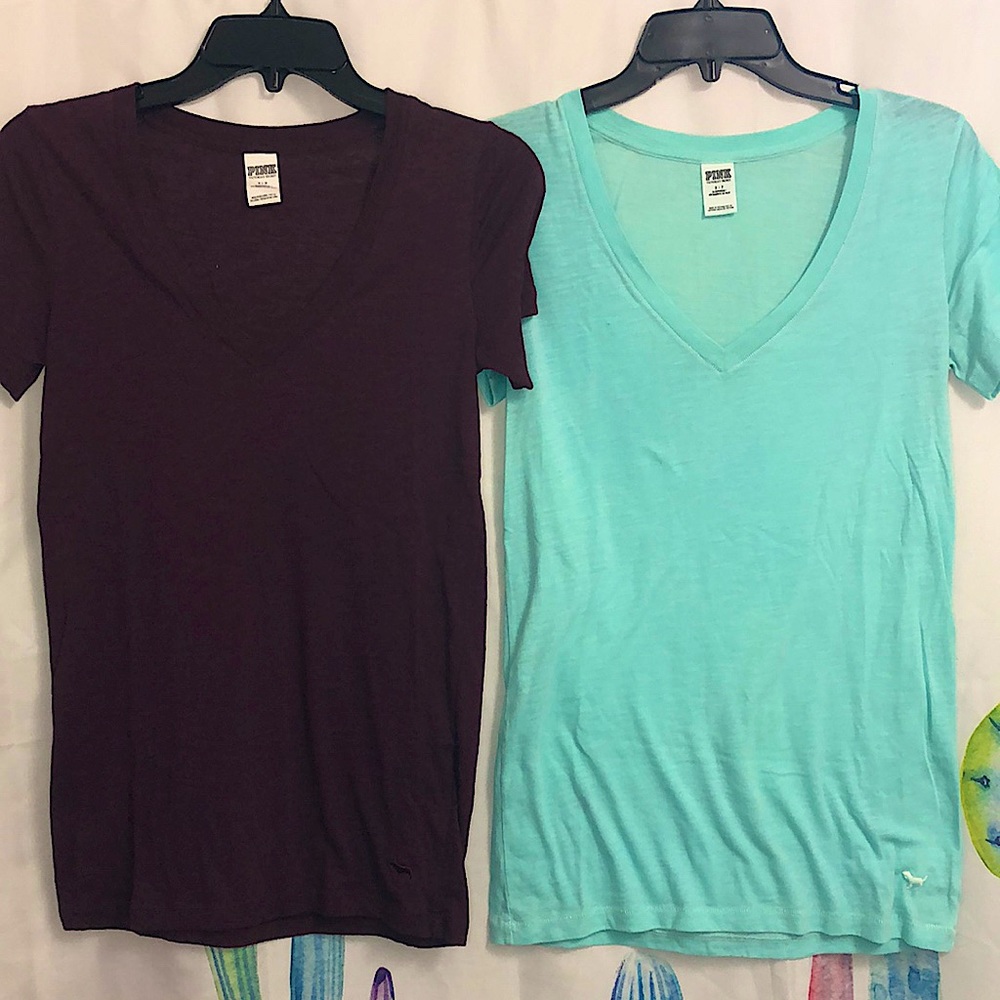 2 SHIRT DEAL! PINK Victoria’s Secret V-Necks Size Small